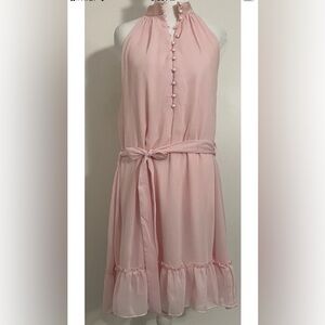 Parisian Pink Ruffle Button Dress Sz 6 Small Victorian Coquette Romantic Spring